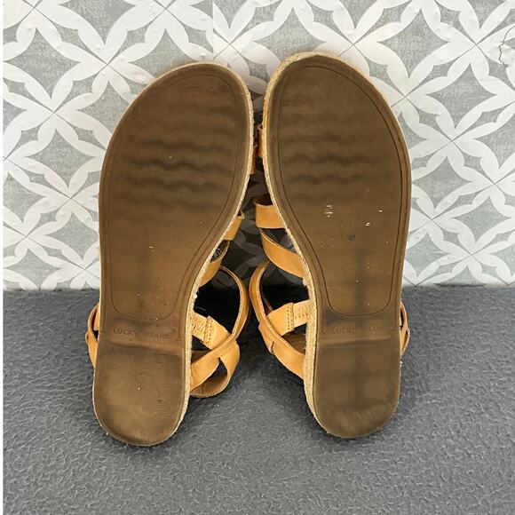 Lucky Brand Glaina Tan Leather Strappy Gladiator Sandal Women 8.5M / 39 - Picture 9 of 10